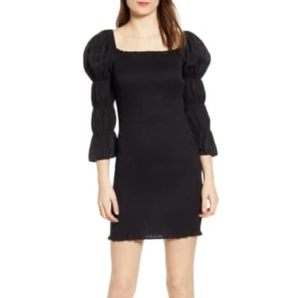 J.O.A smocked long sleeve dress S